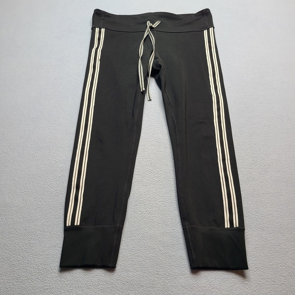 GapFit Leggings Women Medium Black Excellent Cropped Blackout Side Stripe Pants